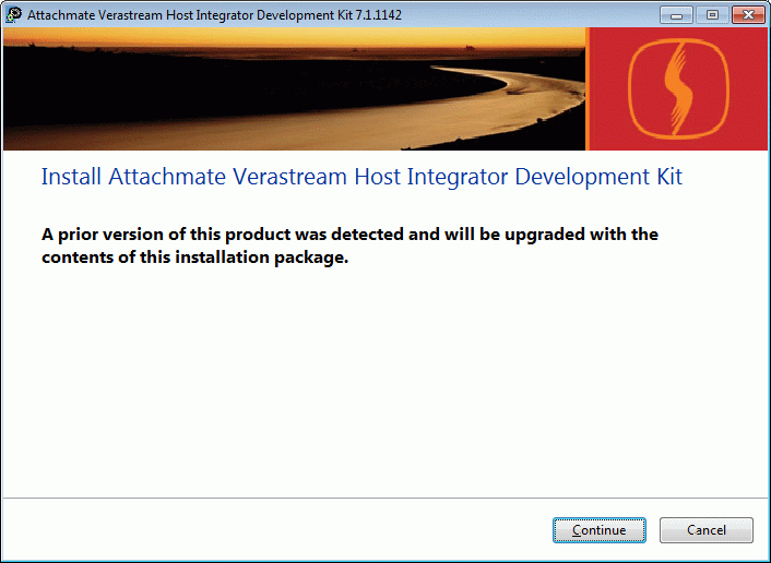 Figure 1. A prior version of this product was detected and will be upgraded with the contents of this installation package.