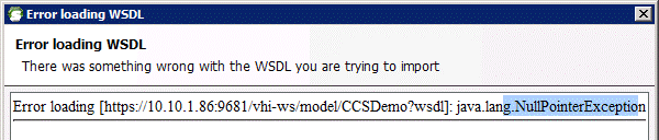 Figure 1. soapUI error loading WSDL